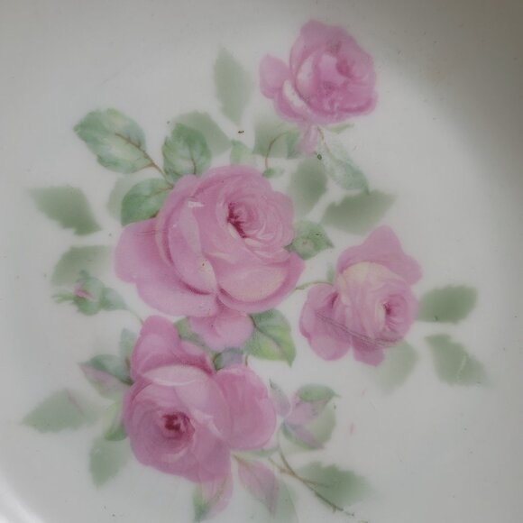Koenigszelt Silesia Serving Bowl 9 Inch Pink Roses Green Leaves Beaded Boarder - Picture 9 of 15